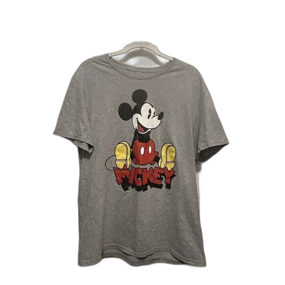 Disney Men's Mickey Mouse Large Classic Iconic Pose Graphic T-Shirt Gray Tee L - Picture 1 of 13